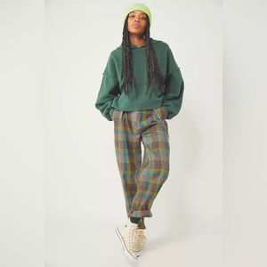 The Ragged Priest Multicolor Check Plaid Pleated Doofus Pants XL